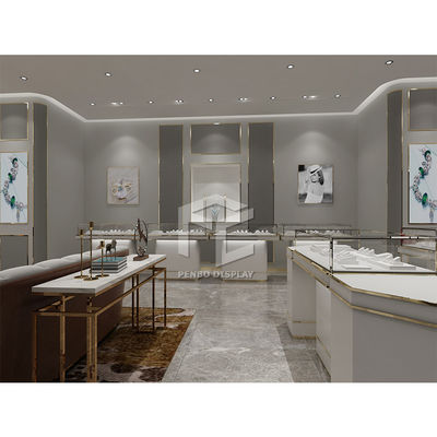 Penbo EPE Packaging Glass Jewelry Shop Furniture T5 LED Display Cases For Retail Stores