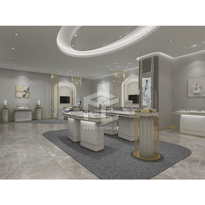 Penbo EPE Packaging Glass Jewelry Shop Furniture T5 LED Display Cases For Retail Stores