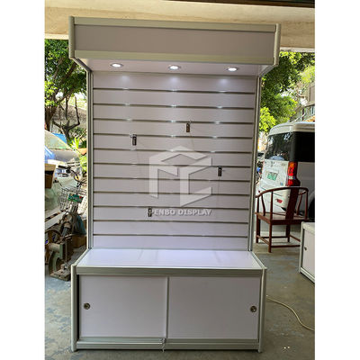 Freestanding Slatwall Display Stand 20mm MDF Slatwall Wood Shelves