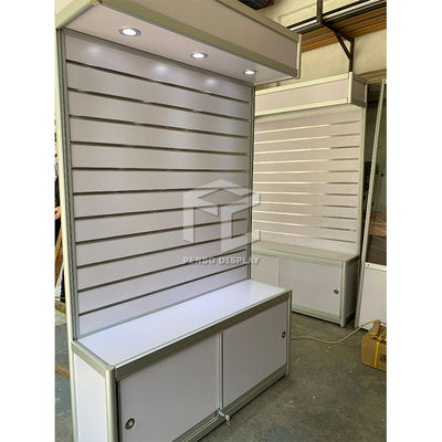 Freestanding Slatwall Display Stand 20mm MDF Slatwall Wood Shelves