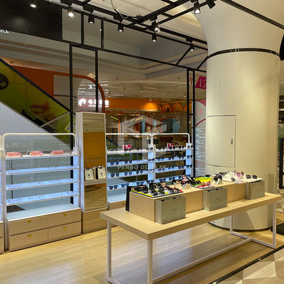 3mm Thick Wood Optical Shop Display Cabinets Showroom Luxury Style