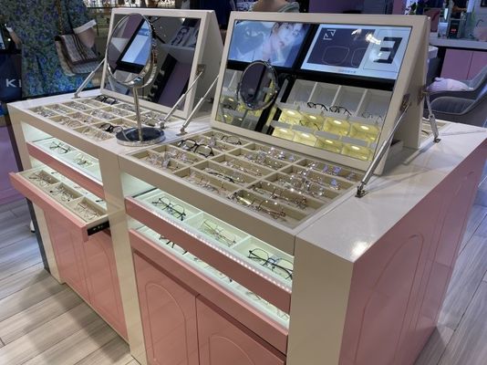 Metal Halide Eyeglass Storage Cabinets 8mm Tempered Glass Wall Cabinet