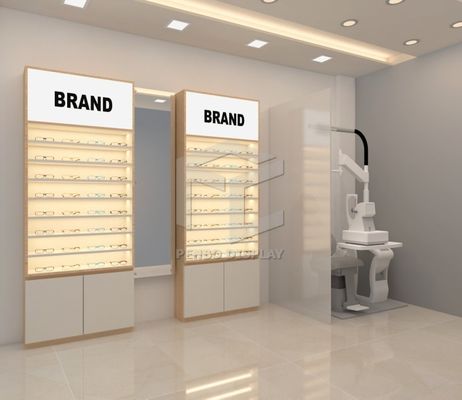 Metal Halide Optical Shop Display Cabinets For Sunglasses MDF Veneer