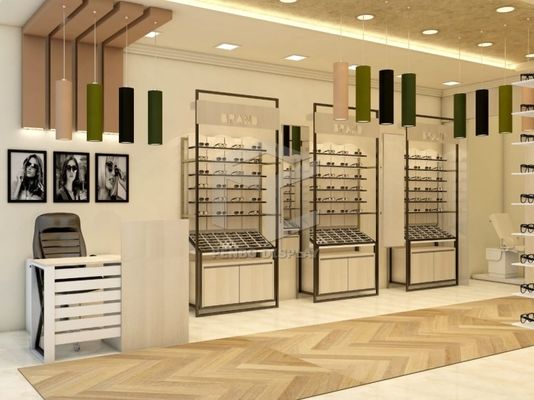 Hierarchy Optical Shop Display Cabinets Racks Display 10mm Thick Tempered Glass Loaded