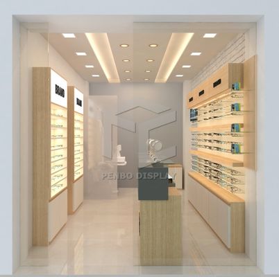 Metal Halide Optical Shop Display Cabinets For Sunglasses MDF Veneer