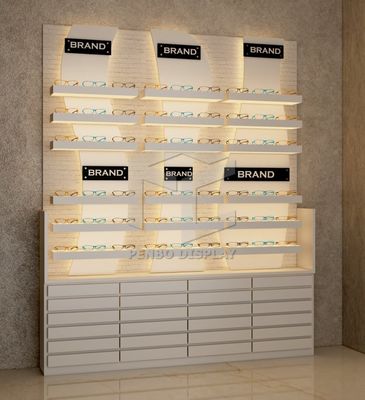 Metal Halide Optical Shop Display Cabinets For Sunglasses MDF Veneer