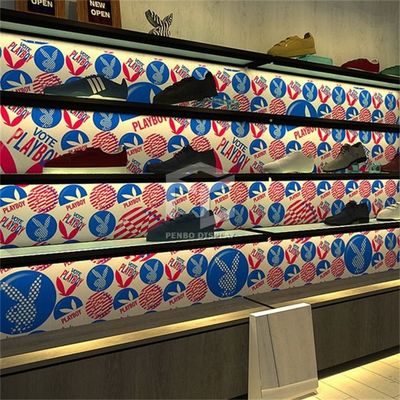 ODM 3D Print Shoes Store Display Design 16mm MDF Shoes Display Rack