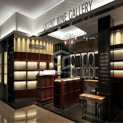 OEM Wine Shop Furniture 9mm Thick MDF Selectable With LED Strip Lights