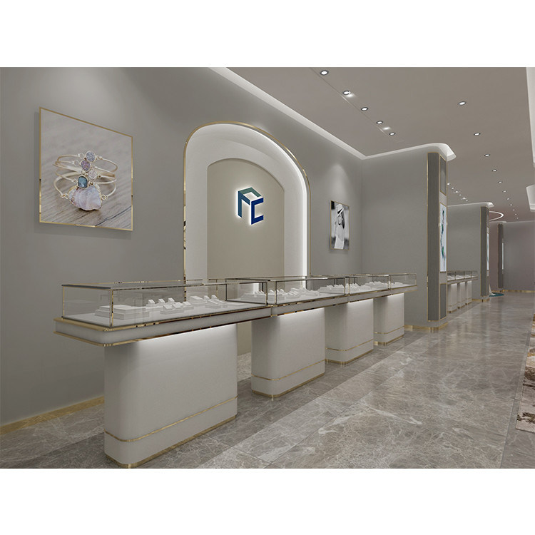 Penbo EPE Packaging Glass Jewelry Shop Furniture T5 LED Display Cases For Retail Stores