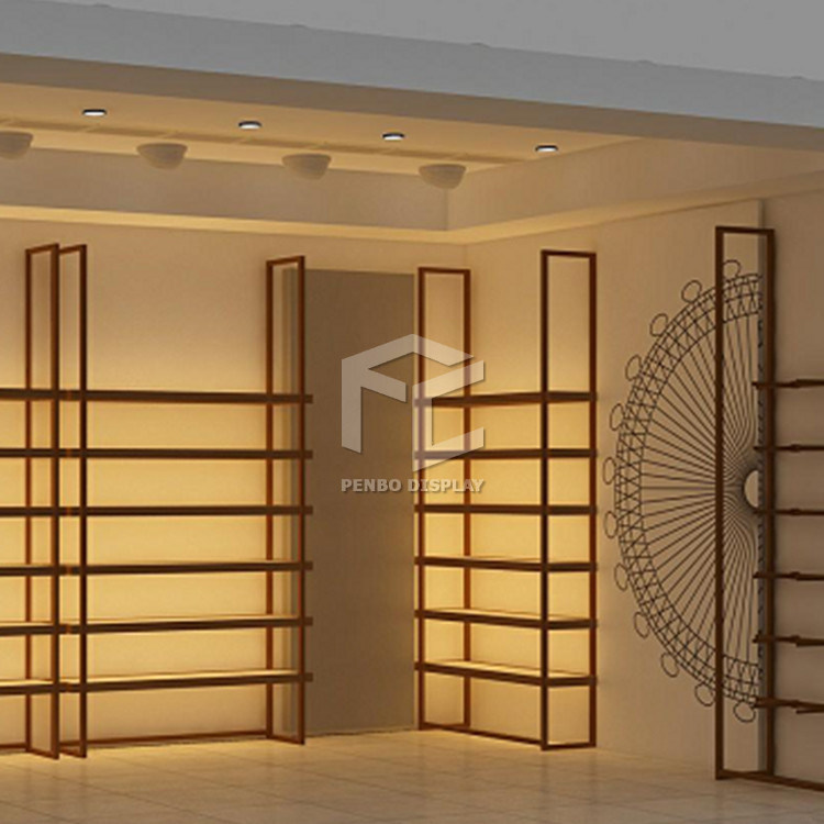 MDF Shoe Rack Display Showroom Interior Design Customized Color