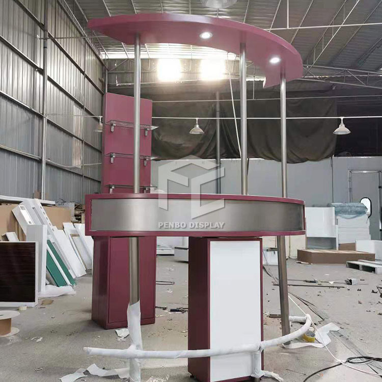 Penbo Brushed Pink Wine Display Cabinet ODM Powder Coated