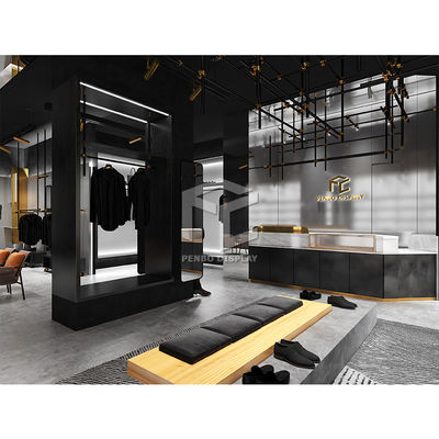 Toko Pakaian Spay Painted yang Disesuaikan Tampilan Furniture Toko Garmen Desain Interior Counter Fittings